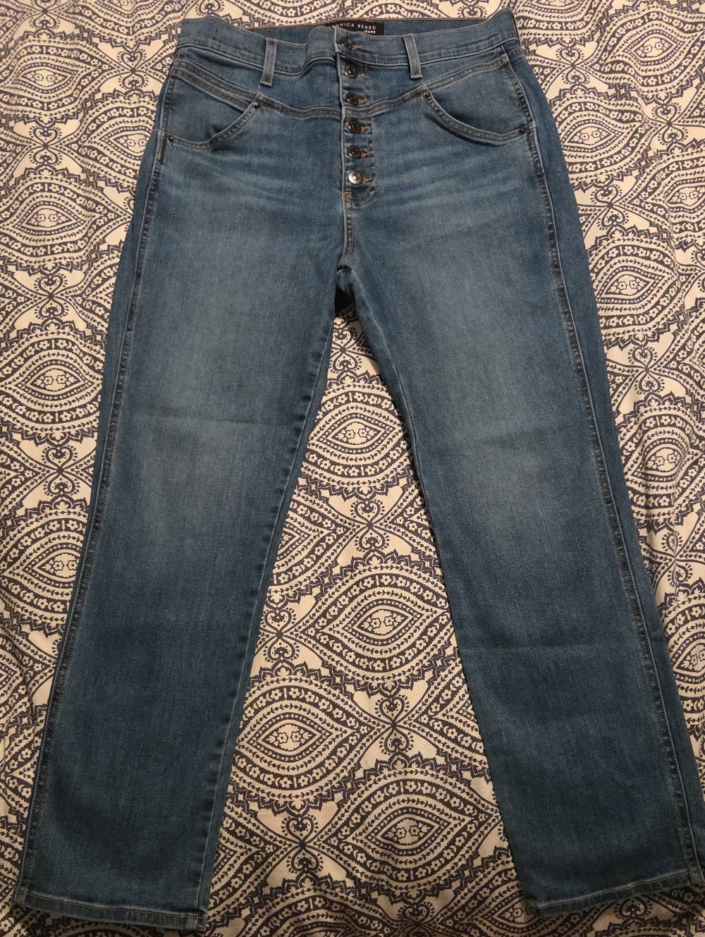 Veronica Beard Ryleigh Slim Straight High Rise Button-Fly Jeans